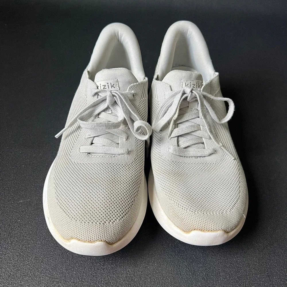 Kizik Athens Mens 8.5 Womens 10 Light Grey Hands Free Slip On Knit Sneakers